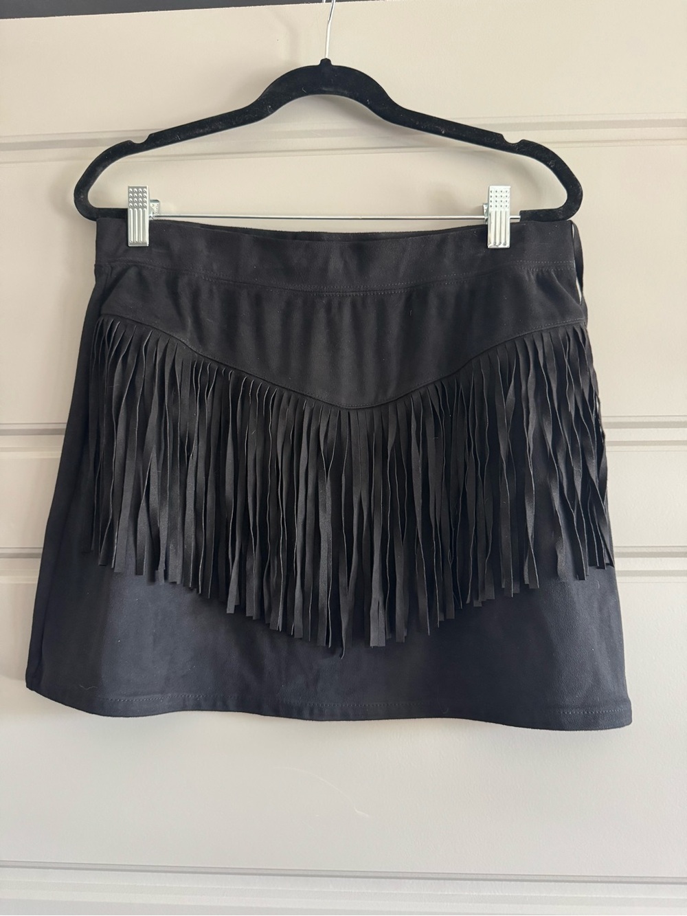 Baccini Black Fringe Mini Skirt